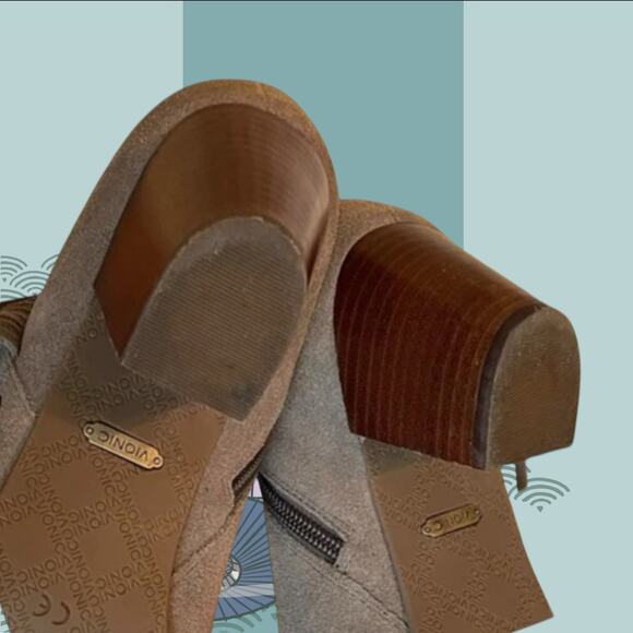 Vionic Upright Faros Ankle Boots Booties Suede Fringe Greige Tan Taupe Womens 9 - Picture 12 of 13